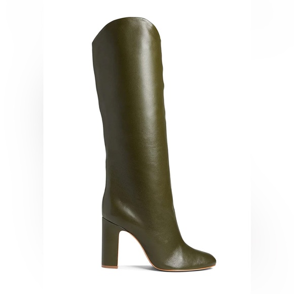 NWOB - SCHUTZ Gabrielle Military Army Green Leather Knee High Boots - Size 9.5B - Picture 2 of 9